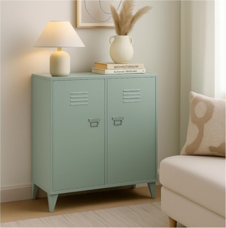 Industrial Wohnen 2-türiger Spindschrank Büroschrank Stahl 80x40x90cm grün