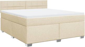 Boxspringbett mit Matratze, Stoff, Viereckige, grauer Fuß, Creme, 180x200 cm, true