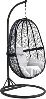 Luxus Hängesessel FUN XL Gestell Schwarz mit Korb Schwarz und Kissen Weiss