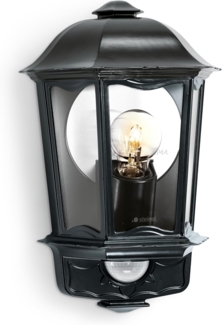 Steinel Sensor-Außenleuchte L 190 S schwarz, 180°-Infrarot-Bewegungsmelder, E27, Softlichtstart, Grundlichtfunktion, Aluminium
