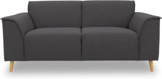 DOMO. collection Sofa Jules FK 2 Sitzer, 2er Couch in skandinavischer Optik, mit Federkernpolsterung, Garniur mit Holzfüßen, 178 x 90 x 81 cm (BxTxH), in pepper