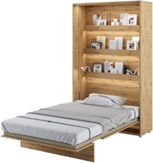MEBLINI Schrankbett Bed Concept - BC-02 - 120x200cm Vertikal - Artisan Eiche - Wandbett mit Lattenrost - Klappbett mit Schrank - Wandklappbett - Murphy Bed - Bettschrank
