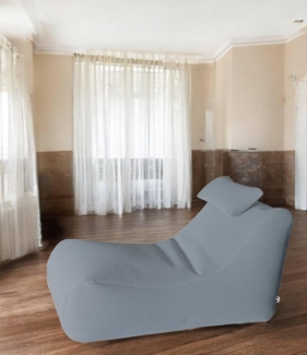 Talamo Italia - Pouf Abuli, Mehrzwecksessel, Sitzsack, Hockerhocker, Made in Italy, 70x120 h65 cm, Hellgrau