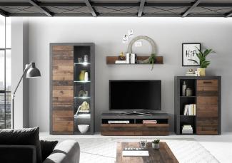 Wohnwand Anbauwand Wohnschrank TV Schrank JONES Old Style Altholz Optik Nb. ca. 340 cm