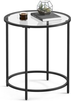 VASAGLE Beistelltisch, Metall / Glas schwarz, 50 x 50 x 55 cm