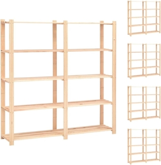 vidaXL Lagerregale 5 Böden 5 Stk. 170x38x170cm Massivholz Kiefer 500kg 3051111