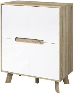 Kommode Spanplatte und MDF 80x40 Natur und Weiß