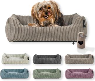 Rohrschneider Tierbett Hundebett Hundekorb Cordstoff, inkl. Gassibeutel