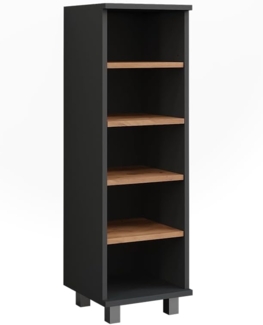 Midischrank Ilias Anthrazit/Goldkraft Eiche 30.2 x 95 cm mit 5 offenen Fächern Vicco