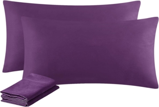 Aisbo Kissenbezug 40x80 2er Set - Kopfkissenbezug 40x80 Lila mit Reißverschluss aus Mikrofaser, ÖKO-TEX Kissenhülle 40x80 cm, Weich und Bügelfrei
