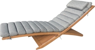 Leco klappbare Holz Gartenliege / Sonnenliege "Grazia", grau, 168 x 53 x 62 cm (L x B x H)