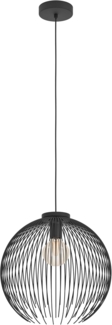 EGLO Hängelampe Venezuela, Pendelleuchte über Esstisch, runde Esszimmerlampe aus Metall in Schwarz, Hängeleuchte mit E27 Fassung, Ø 40 cm