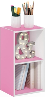 Furinno Pasir 2-stufiges Bücherregal mit offenem Regal, Rosa/Weiß