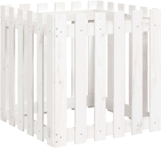 vidaXL Pflanzkübel Lattenzaun-Design Weiß 60x60x60cm Massivholz Kiefer 832458