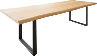 Esstisch Edge 260x100 Eiche Natur Kufe Schwarz Live-Edge