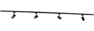 Qazqa Schienensystem-Sets Yade, 210 cm, (1-tlg), GU10, Schwarz, Modern, Aluminium, Deckenstrahler 4-flammig