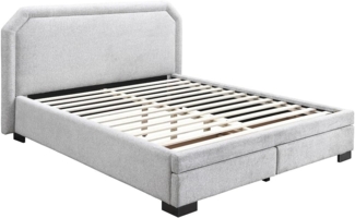 Vente-unique - Bett mit Schubladen 160 x 200 cm - Stoff - Hellgrau - INASTO