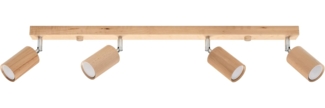 SOLLUX SL. 1042 Deckenleuchte BERG 4 Natural Holz L: 50, B: 800, H: 200, GU10/40W, dimmbar