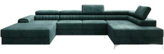 Designer Sofa Collina mit Schlaf- und Klappfunktion Samt Grün Rechts