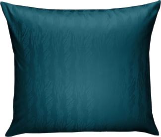 Bettwaesche-mit-Stil Mako Satin Damast Bettwäsche Waves petrolblau Kissenbezug 40x40cm