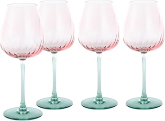 CreaTable Weinglas Swirly Spring, Weingläser-Set, 4-tlg, Glas, Rillen Relief, Modern, Sommerlich, Leicht