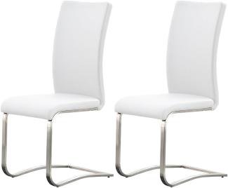Esszimmerstuhl >Muvo I< (2er Set) in Weiß aus Metall - 43x103x52cm (BxHxT)