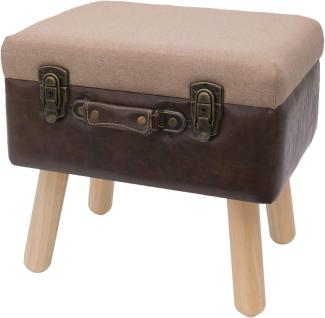 HMF Stauraumhocker handgefertigter Hocker aus Holz, dekoratives Wohnaccessoire, Vintage Sitzhocker mit Stauraum 40 x 32 x 39 cm, Braun, Klassik