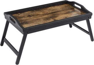 SONGMICS Betttablett, Frühstückstablett, Laptopständer, mit klappbaren Beinen aus Bambus, für Bett, Sofa, für Snacks, mit Rille für Handy, 50 x 30 x 26 cm, vintagebraun LLD106B01