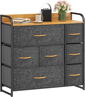 DWVO Kommode mit 7 Schubladen, langlebiger Stoff, Robustes Metallgestell, modern und funktional, ideal für Schlafzimmer, Wohnzimmer, Flur, Kinderzimmer, dunkelgrau