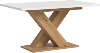Ausziehbarer Esstisch (B/H/T): 150-190x76x80 in Artisan Nachbildung und weiß Nachbildung mit X-Fußgestell