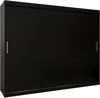 Kryspol Schwebetürenschrank Tokyo 250 cm Kleiderschrank mit Kleiderstange und Einlegeboden Schlafzimmer- Wohnzimmerschrank Schiebetüren Modern Design (Schwarz)