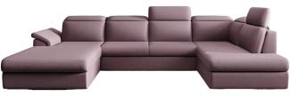 Designer Sofa Emiliano mit Schlaf- und Klappfunktion Stoff Rosé Links