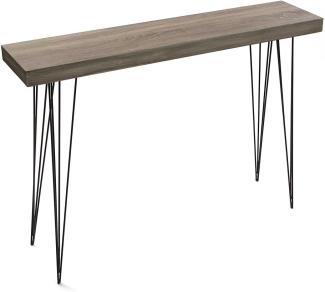 Versa Dallas Schmales Möbelstück für den Eingangsbereich oder Flur, Moderner Konsolentisch, Maßnahmen (H x L x B) 80 x 25 x 110 cm, Holz und Metall, Farbe: Braun