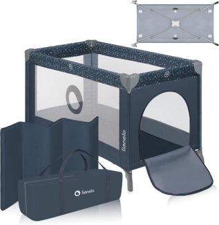 Lionelo Stefi Baby Kinderbett, Reisebett ab Geburt bis 15 kg, Seiteneingang, Sicherungssystem LockGuard, Blockade der Räder, Tragetasche, zusammenklappbar