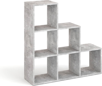 KOMTO Bücherregal Vexo Treppenregal Stufenregal - Raumteiler Regal mit 6 Fächern, Bookshelf Würfelregal 30x30 cm