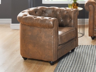 Vente-unique - Sessel - Microfaser - Vintage-Look - CHESTERFIELD