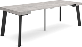 Skraut Home | Ausziehbarertisch | Multifunktionaler ausziehbarer | 220 | Für 10 Gäste | Hölzerne Beine | Moderner Stil | Zement