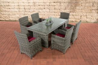 CLP Polyrattan Sitzgruppe Fontana,grau-meliert rubinrot