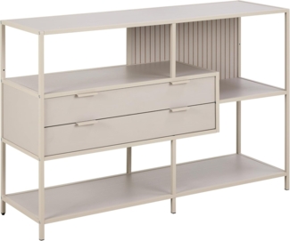 AC Design Furniture Jörn Regal, Korpus und Gestell grau rau pulverbeschichtet Stahl, 2 Schubladen und 3 Böden grau rau Melamin mit asymmetrischem Detail und wendbare rückwand, 114 x 35 x 78 cm