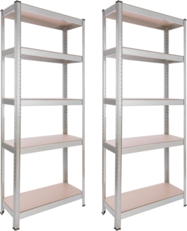 Arebos Schwerlastregal Steckregal Kellerregal Lagerregal 75 x 30 x 180 cm 350 kg, Set 2-tlg.