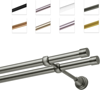 MDEKOR Gardinenstange Vorhangstange 19mm, 2-läufig, kürzbar, 2-läufig Wandmontage, 120 cm Antik Stahl