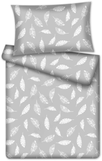 KiGATEX Kinderbettwäsche 2-TLG. 100% Baumwolle 40x60 + 100x135 cm mit Reißverschluss (Federn Grau)