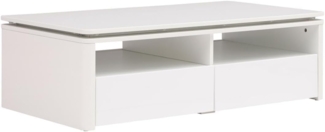 Vente-unique - Couchtisch mit 2 Schubladen & 2 Ablagefächern - Mit LED-Beleuchtung - Weiß - SYLPIA