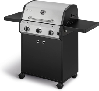 Enders Gasgrill Chicago Next 3, 3-Edelstahlbrenner, doppelwandige Garhaube, Gussrost, 2 abklappbare Seitenablagen, integriertes Thermometer, 9,6 kW #89396