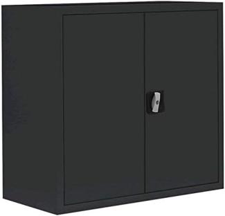 Stahl-Aktenschrank, Aktenschrank abschließbar, Büroschrank, Stahlschrank, Schwarz, 750 x 800 x 383 mm 530309