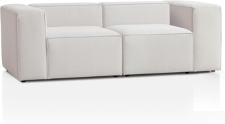Traumnacht Genua Modular Sofa 2-Sitzer, individuell kombinierbare Wohnlandschaft bestehend aus Sitzelement mit Armteil Links und rechts - strapazierfähiges Möbelgewebe, weiß
