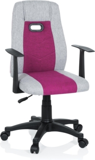 hjh OFFICE 670930 Kinder Schreibtischstuhl KIDDY EXTRA Stoff Grau-Pink Drehstuhl Ergonomisch mit Armlehne