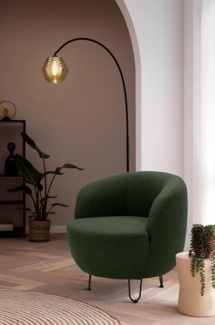 DOMO. collection Sessel Carpa, Polstersessel, Oval, bodenfreies Design, Metall-Drahtfüße in schwarz, Armsessel, Polstergarnitur, 72 x 76 x 72 cm (BxTxH), grün