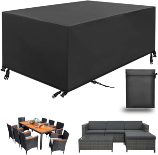Aipwerer Abdeckung Gartenmöbel Wasserdicht, Abdeckplane für Gartenmöbel Winterfest, 420D Schutzhülle Abdeckhaube für Gartentisch Garten Möbel Tisch Rechteckig (Schwarz, 200 x 100 x 72 cm 420D)