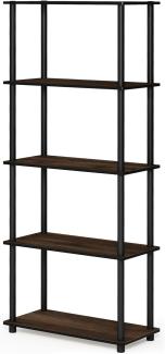 Furinno Turn-N-Tube 5-stufiges Mehrzweck-Regal, Bücherregal, Aufbewahrungsregal, mit Runde Rohre, Columbia Walnut/Schwarz, 59. 9 (Breite) x 145. 8 (Höhe) x 29. 5 (Tiefe) cm